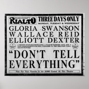 Gloria Swanson, Advertisement, Movie, 1921  Poster