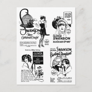 Gloria Swanson Silent Movie ads Briefkaart