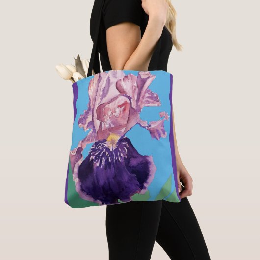 Gloride Paarse Waterverf Iris Flower Floral Bag Draagtas (Dichtbij)