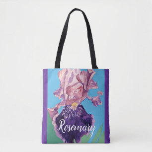 Gloride Paarse Waterverf Iris Flower Floral Bag Draagtas