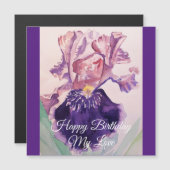 Gloride Paarse Waterverf Iris Love Birthday Card (Voorkant / Achterkant)
