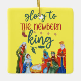 Glorie aan de pasgeboren koning keramisch ornament