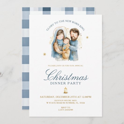 Glorie aan de pasgeboren koning kerstdiner kaart (Voorkant / Achterkant)