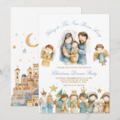 Glorie aan de pasgeboren koning kerstdiner kaart (Voorkant / Achterkant)