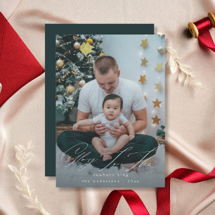 Glorie aan de pasgeboren koning Kerstfoto Feestdagenkaart