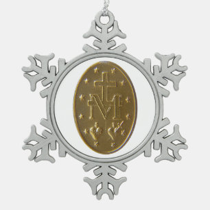 Glorie aan de wonderbaarlijke medaille tin sneeuwvlok ornament