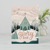 Glorie aan God | Gouden religieuze kerstkerk Folie Feestdagenkaart (Staand Voorkant)