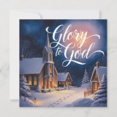 Glorie aan God Kerkscène Religieuze Kerst Feestdagenkaart (Voorkant)