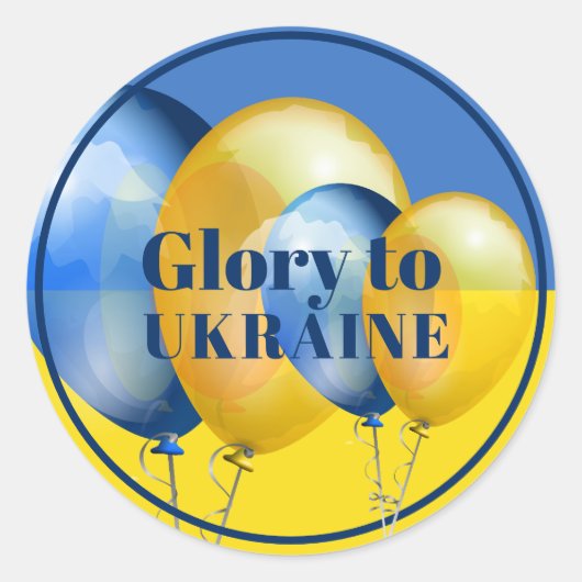 Glorie aan Oekraïne Blauwe Gele ballonnen Ronde Sticker (Voorkant)
