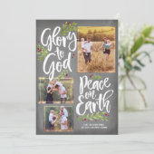 Glorie en Vrede Krijtbord | Kerstfotokaart Feestdagenkaart (Staand voorkant)