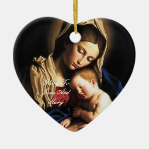 glorie voor jesus en mary keramisch ornament