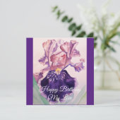 Glorieuse Aquarelle violette Iris Love Carte Anniv (Debout devant)