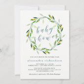 Glorieuse couronne verte | Invitation baby shower (Devant)