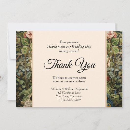 Glorieux Peacock Vintage Merci Notes (Dos)