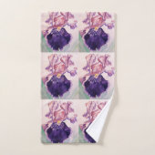 Glorieux violet Iris fleurs Aquarelle Serviette (Serviette à main)