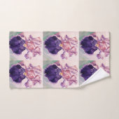 Glorieux violet Iris fleurs Aquarelle Serviette (Serviette à main)