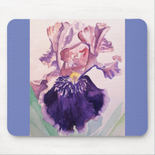 Glorioues Paarse Iris Waterverf Painting Muismat