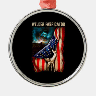Glorious American Welder Fabricator Flag US Metalen Ornament