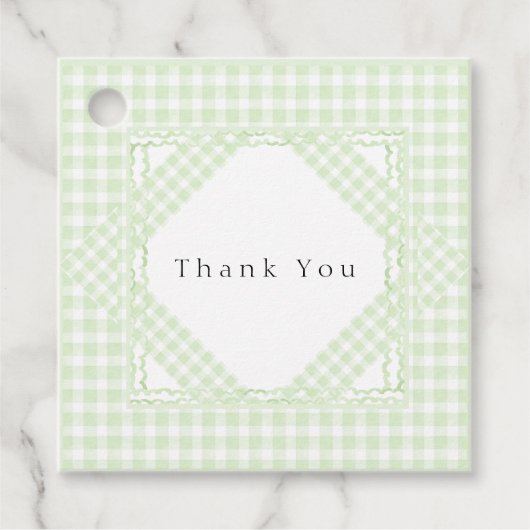 Glorious Green Gingham Bedankjes Labels (Voorkant)