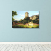 Glorious Past (Medieval Castle & Jousting Knight) Canvas Afdruk (Insitu (Houten vloer))
