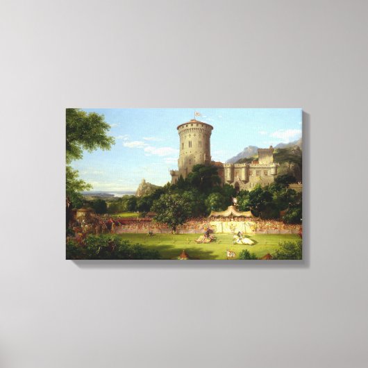 Glorious Past (Medieval Castle & Jousting Knight) Canvas Afdruk (Voorkant)