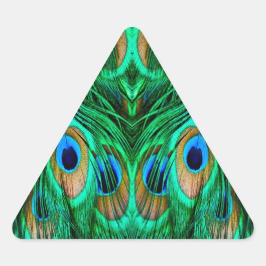 Glorious Peacock Feathers Driehoek Sticker (Voorkant)