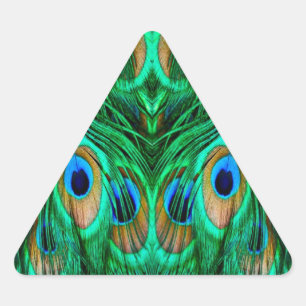 Glorious Peacock Feathers Driehoek Sticker