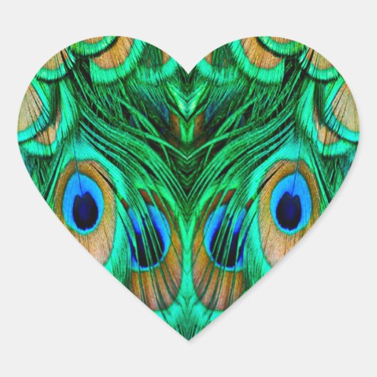 Glorious Peacock Feathers Hart Sticker (Voorkant)