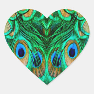 Glorious Peacock Feathers Hart Sticker