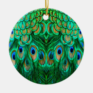 Glorious Peacock Feathers Keramisch Ornament
