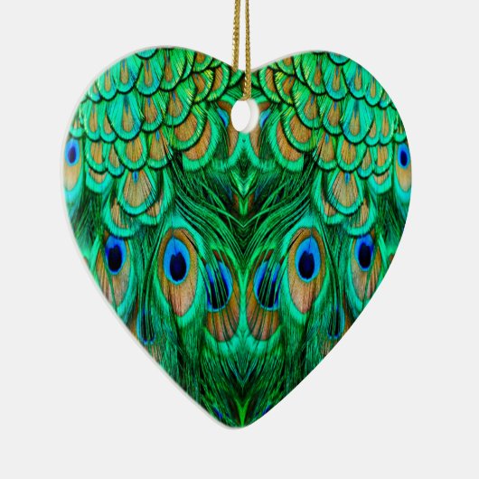 Glorious Peacock Feathers Keramisch Ornament (Rechts)