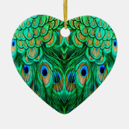 Glorious Peacock Feathers Keramisch Ornament (Voorkant)