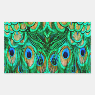 Glorious Peacock Feathers Rechthoekige Sticker