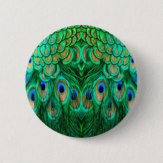 Glorious Peacock Feathers Ronde Button 5,7 Cm (Voorkant)