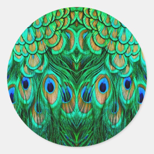 Glorious Peacock Feathers Ronde Sticker (Voorkant)