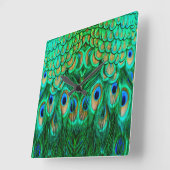 Glorious Peacock Feathers Vierkante Klok (Hoek)
