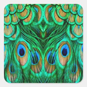 Glorious Peacock Feathers Vierkante Sticker