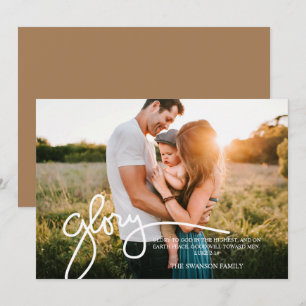 Glory aan God in de hoogste met de hand geschreven Feestdagenkaart