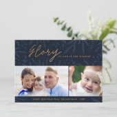 Glory aan God | Navy Blue | Foto Feestdagenkaart (Staand voorkant)