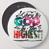 Glory aan God Ronde Button 6,0 Cm (Voorkant /achterkant)