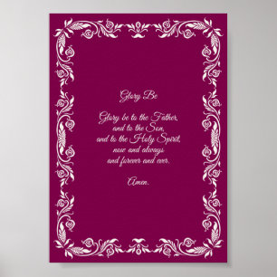 Glory Be Prayer Ivoor Witte Botanicals op Bourgond Poster
