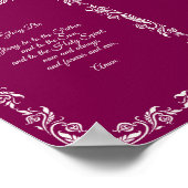 Glory Be Prayer Ivory White Botanicals on Burgundy Poster (Hoek)