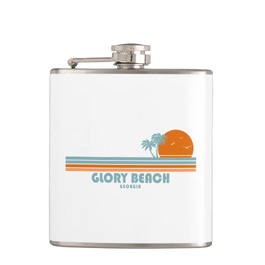 Glory Beach Georgia Zon Palm Bomen Heupfles (Voorkant)