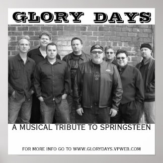 Glory days poster, GLORY, DAGEN, EEN MUSICAL TRIBU Poster