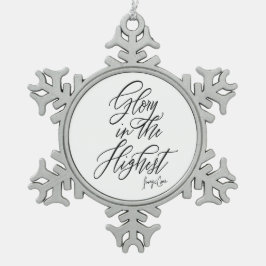 Glory in the Highest Religious Black and White Tin Sneeuwvlok Ornament