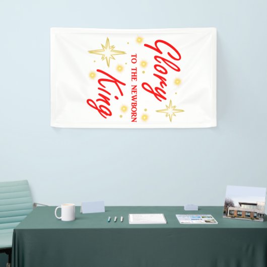 Glory naar de pasgeboren koning spandoek (Beurs)