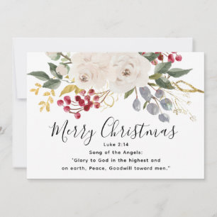 Glory naar God Bijbelse Floral met kerstmis Feestdagenkaart
