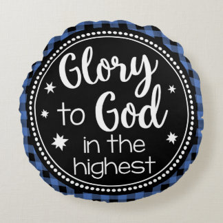 Glory naar God in de hoogste blauwe schaal Rond Kussen