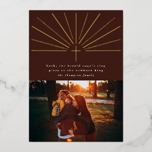 Glory op de Rode Kerstfotokaart van de Newborn Kin Folie Uitnodiging