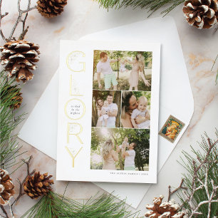 Glory to God Religieuze kerstfeestdag Folie Kaart